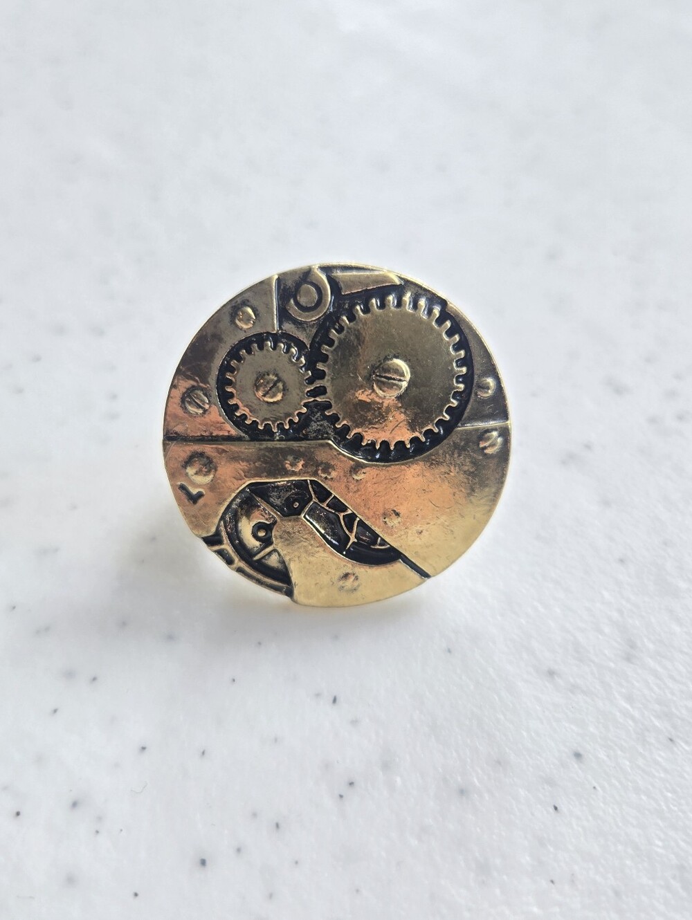 Steampunk Gear Gold Tone Adjustable Ring